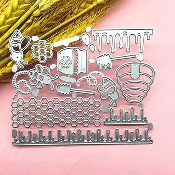 Выкройки «Занятые пчелы и мед» Скрапбукинг Ремесленная штамповка 3D Изготовление фестивальных открыток своими руками серебряный