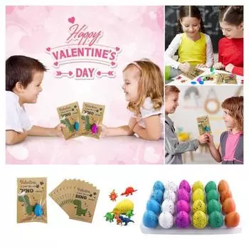 Вылупляющиеся яйца динозавров Мини-динозавры в яйцах с открыткой Подарки на День святого Валентина Игрушки-динозавры на Пасху Игры по обмену подарками на День святого Валентина Подарки для школьных вечеринок 12pcs