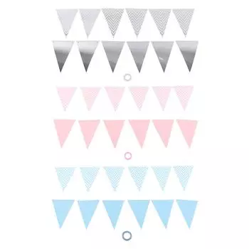 Вымпел Свадебная комната Детская комната День рождения Наряды Принадлежности Волнистый вытяжной флаг Вымпел Гирлянда Blue