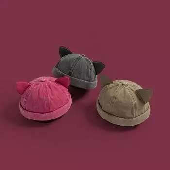 Вымытые старые кошачьи уши шляпа арендодателя однотонная шапка бини модные шляпы без полей мужские розы красного