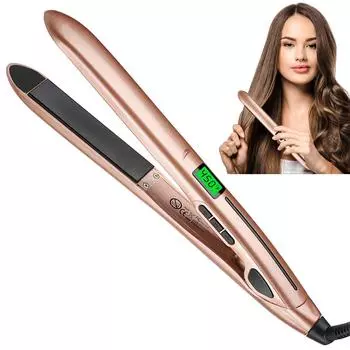 Выпрямитель для волос Flat Iron с двойным напряжением, быстрый нагрев, ЖК-дисплей, автоматическое отключение, горячий утюжок для всех типов волос, щипцы для завивки волос AU