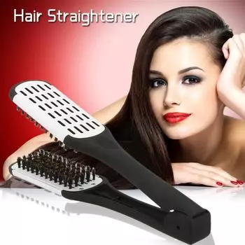 Выпрямитель для волос Профессиональный парикмахерский инструмент Дуплексная щетка для выпрямления волос зажим белый/чёрный