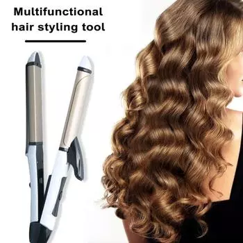 Выпрямитель для волос с плоским утюгом и пластиной с керамическим покрытием, быстрый нагрев, 2-в-1, многофункциональная укладка волос без вьющихся волос, бигуди, профессиональные волосы красный