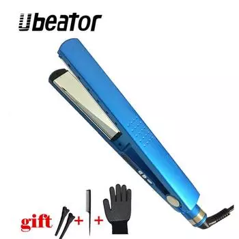 Выпрямитель для волос с покрытием из титана US Plug синий