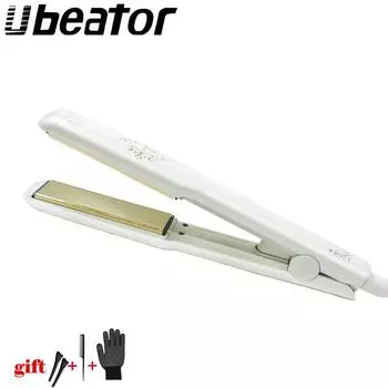 Выпрямитель для волос с турмалиновым покрытием профессиональный Big-UK Plug белый