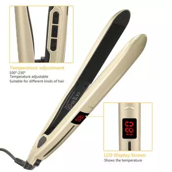 Выпрямитель для волос со светодиодным дисплеем, женские модные парикмахерские инструменты, регулируемая температура золотой