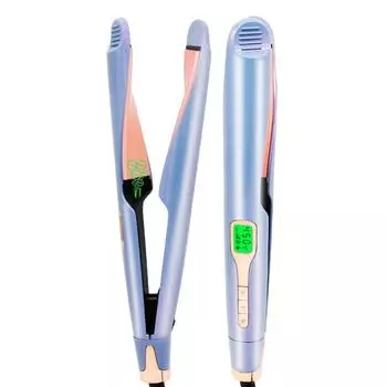 Щипцы для завивки и выпрямления волос 2 в 1 — щипцы для завивки с выпрямлением, керамическое покрытие и быстрый нагрев в течение 15 секунд, двойное напряжение для путешествий, в комплект входят перчатки European standard синий