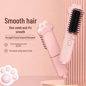 Выпрямитель и щипцы для завивки волос Yamiqi Ionic: Мягкая электрическая расческа двойного назначения для укладки волос Z07 розовый
