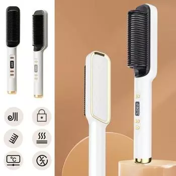 Выпрямляющая щетка для волос Yousheng, ЖК-дисплей, быстрый нагрев, 4 температурных режима, гладкий и блестящий результат, выпрямляющая расческа чёрный