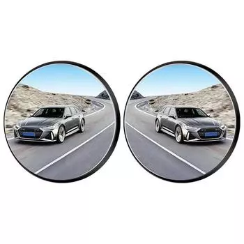Выпуклые зеркала для автомобиля 2 шт. Выпуклые зеркала для автомобиля в форме рыбьего глаза Зеркала заднего вида Зеркала со слепыми сторонами Замена круглых боковых зеркал чёрный
