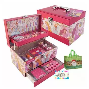Выпуск 2024 года Disney Princess Girls Kids Cosmetics Makeup Makeup for Kids Косметика для макияжа Включая рождественскую сумку (ПРИНЦЕССА Диснея) (Набор 23) + розовый