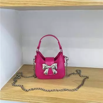 Выпуск 2024 года, весна, новинка, интернет-знаменитость, сладкий бант, мини-портативная сумка-мессенджер с цепочкой, маленькая сумка серебряный