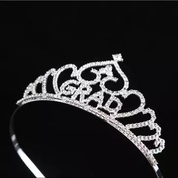 Выпускная церемония Корона Выпускной сезон Золотая бриллиантовая тиара Буква Град Алмазная корона Взрослая шляпа Корона