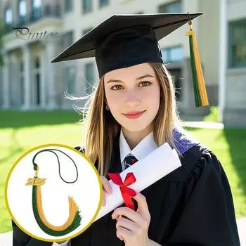 Выпускная кисточка 2025 года 9-дюймовая кисточка с подвеской 2025 года Стандартная кисточка Памятный подарок для выпускных церемоний Фотографии золотистый/красный