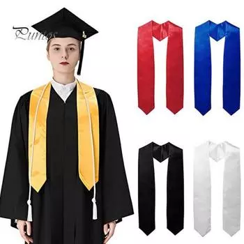 Выпускная лента для студентов, длинный атласный ремень 150 см, однотонная студенческая мягкая атласная лента для вечеринок, торжеств, выпускной аксессуар жёлтый