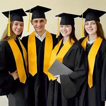 Выпускная лента для студентов, длинный ремешок 150 см, мягкая однотонная атласная лента для студентов для вечеринок жёлтый