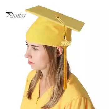 Выпускная шляпа для взрослых с кисточкой, однотонная, невыцветающая, выпускная шляпа бакалавра для средней школы, реквизит для косплея жёлтый