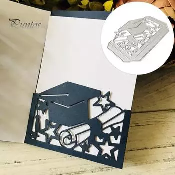 Выпускная шляпа, резка штампов, скрапбукинг, поздравительные открытки, изготовление трафаретов, декор серебряный