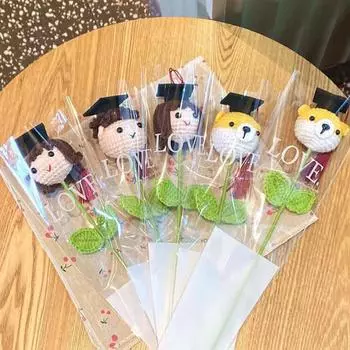 Выпускники Вязание крючком Цветочный букет Выпускной Шляпа Мультфильм Мальчик Девочка Собака Ручная работа Вязание Цветочная ветка Выпускные вечеринки Украшение дома C