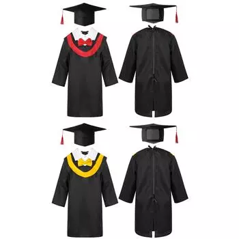 Выпускное платье, форма бакалавра, шляпа с кисточкой для детей, девочек и мальчиков, унисекс, детский сад, ученик начальной школы 4-5 Years красный