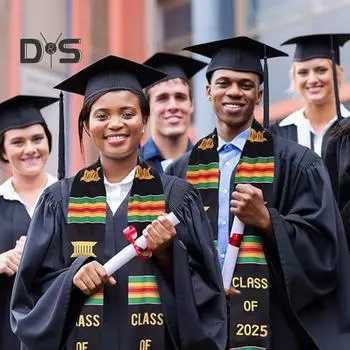 Выпускной бал Kente 2025 года. Отпразднуйте культуру с африканской выпускной лентой для чернокожих мужчин и женщин чёрный