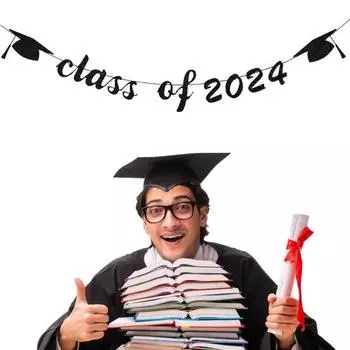 Выпускной баннер, привлекательный баннер для выпускного вечера 2024, прочный подвесной флаг для украшения выпускного сезона B
