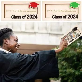 Выпускной деревянный держатель для денег Выпускной 2024 года Кошелек для хранения наличных Конверт чёрный