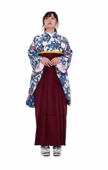 Выпускной колледж Хакама Великолепный B Gunjo Hakama [KYOETSU] Комплект, Церемония, Студенты, Женщины, (18. Хацунэ, М)