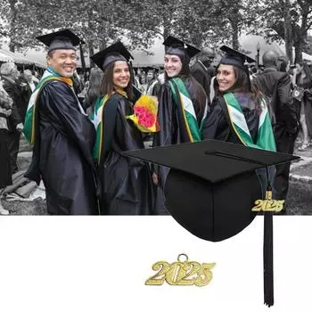 Выпускной колпак 2025 года с кисточкой, шляпа бакалавра с регулируемым размером, эластичная лента, аксессуар для выпускного платья, церемония вручения диплома магистра Adult