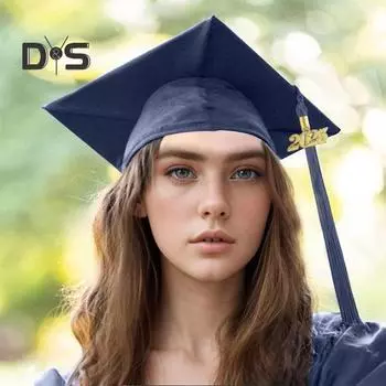 Выпускной колпак 2025 года с кисточкой, шляпа бакалавра с регулируемым размером, эластичная лента, аксессуар для выпускного платья, церемония вручения диплома магистра Adult зелёный