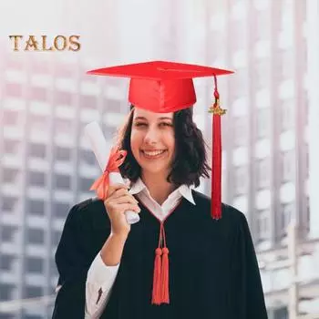 Выпускной колпак с кисточкой, шляпа бакалавра, эластичное унисекс-выпускное платье, аксессуар, шляпа для церемонии вручения дипломов магистратуры вино красного