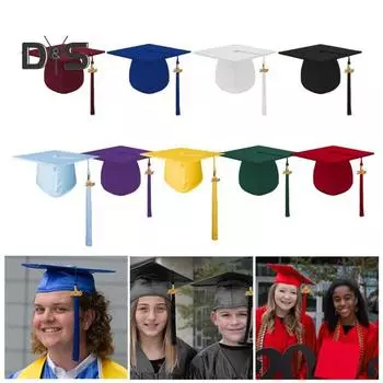 Выпускной колпак с кисточкой, шляпа бакалавра, эластичное унисекс-выпускное платье, аксессуар, шляпа для церемонии вручения дипломов магистратуры вино красного