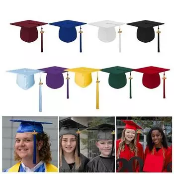 Выпускной колпак с кисточкой, шляпа бакалавра, эластичное унисекс-выпускное платье, аксессуар, шляпа для церемонии вручения дипломов магистратуры