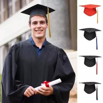 Выпускной колпак с кисточкой, шляпа бакалавра с регулируемым размером, эластичная лента, аксессуар для выпускного платья, церемония вручения диплома магистра E