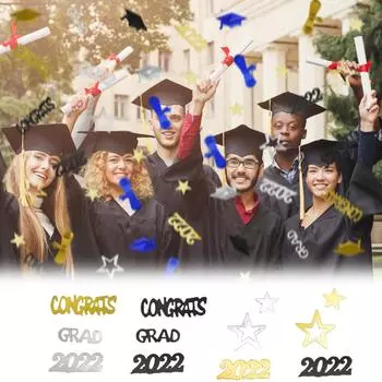 Выпускной Красочные Обрывки Бумаги Выпускной Свиток Обеденный Стол Красочные Обрывки Бумаги Украшение A чёрный