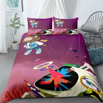 Выпускной Мишка Детский Комплект Пододеяльника Кинг Квин Дабл Фул Твин Одинарный Комплект Постельного Белья 135x200cm