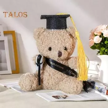 Выпускной плюшевый мишка с кепкой доктора философии плюшевая мягкая игрушка в подарок выпускникам мягкая кукла-медведь выпускной подвеска в виде сумки плюшевый мишка темно-синий