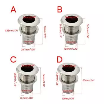 Выпускной порт для воды из нержавеющей стали 316, сливное отверстие, прямой фитинг сквозного клапана, 1 3/4, 3/8, 1/2 дюйма, сливной соединитель через корпус B
