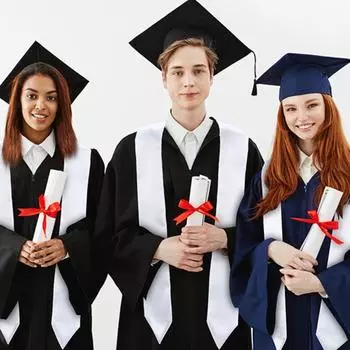 Выпускной сезон бакалавров Лента для выпускников магистра Почетная шелковая шаль Церемония вручения дипломов белый