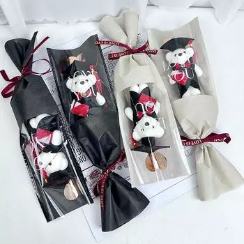 Выпускной сезон многоцветная лента-бантик для вечеринки реквизит для фотосъемки подарок креативный мультяшный медведь декоративные аксессуары 1pc чёрный