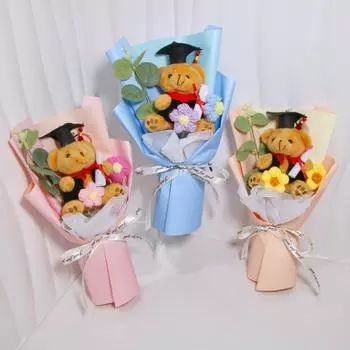 Выпускной сезон мультфильм медведь креативный многоцветный вечерний вязаный пуф реквизит для фотосъемки подарочные аксессуары чёрный/золотой