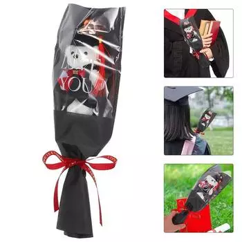 Выпускной сезон мультяшный медведь декоративный бант лента украшение многоцветный реквизит для фотосессии букет аксессуары ручной работы своими руками 1pc бежевый