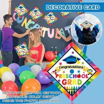 Выпускной сезон украшение головной убор красочные граффити выпускной детский сад шляпа украшение открытка One Size синий