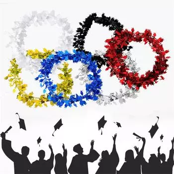 Выпускной сезон украшение вечеринки венок докторская шляпа проволочные цветные полоски вытягивание цветок макет выпускной имитация ротанговая подвеска One Size чёрный