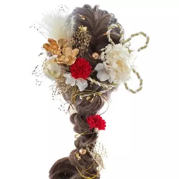 Выпускной Совершеннолетие Волосы Хвост Гипсофила Антикварная японская золотая веревка Золотой японский входной фейерверк Набор из 26 951 [LALALA] Церемония, красный