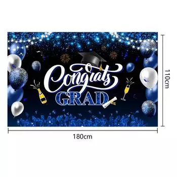 Выпускной Украшение Золотая синяя шапочка бакалавра Блестящий фон с воздушными шарами Украшения Поздравления Выпускной Класс Вечеринка Фон 150x90cm фиолетовый