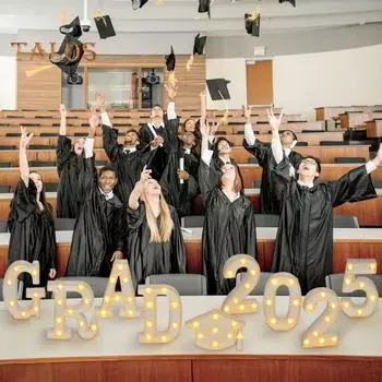 Выпускные светящиеся буквы 2025 года Выпускные светодиодные буквы Знаки Поздравления Выпускной вечер принадлежности для детского сада Дошкольное учреждение Средняя школа колледж B белый