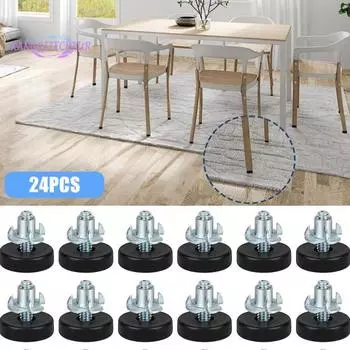 Выравниватели мебельных ножек с резьбой, 24 шт., нержавеющие, устойчивые к коррозии, простая установка, комплект выравнивающих ножек для скольжения мебели 24PCS
