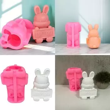 Выразительная форма для украшения кроликов, милый кролик, держащий знак, силиконовая форма для креативных признаний в любви и поделок своими руками