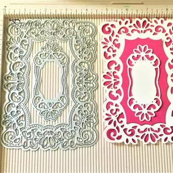 Вырезанная полая кружевная рамка, дизайн из углеродистой стали, кружево, изысканные тисненые трафареты для дома серебряный